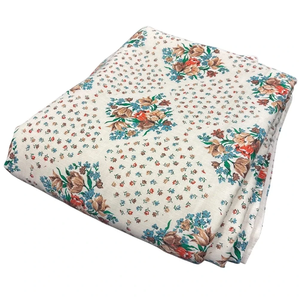 70s Floral Cottagecore Retro MCM Americana Comforter Cream Full/Double 83